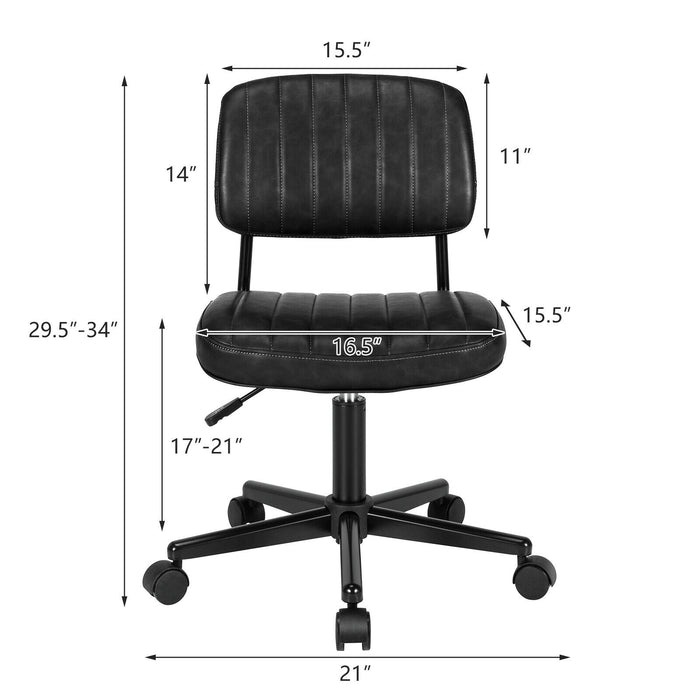 PU Leather Adjustable Office Chair  Swivel Task Chair with Backrest-Black