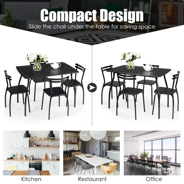 5 Pieces Dining Table Set with 4 Chairs and Backrests