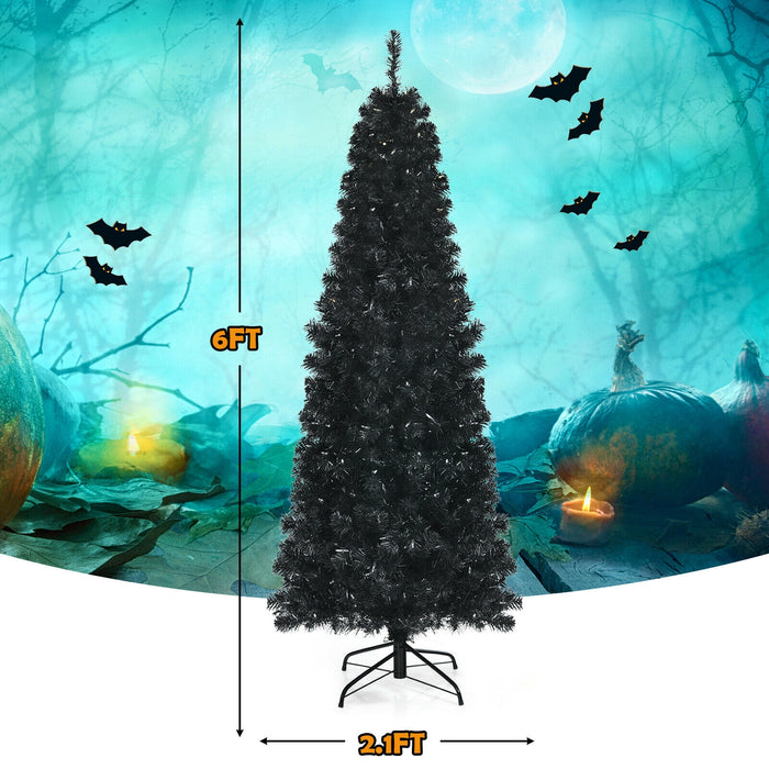 Pre-lit Christmas Halloween Tree with PVC Branch Tips and Warm White Lights-6 ft