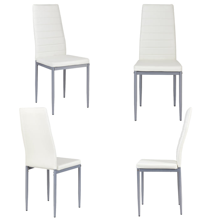 4 pcs PVC Leather Dining Side Chairs Elegant Design -White