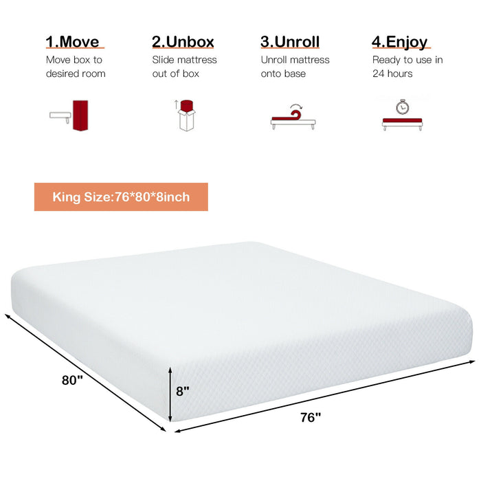 8 Inch Foam Medium Firm Mattress with Jacquard Cover-King Size