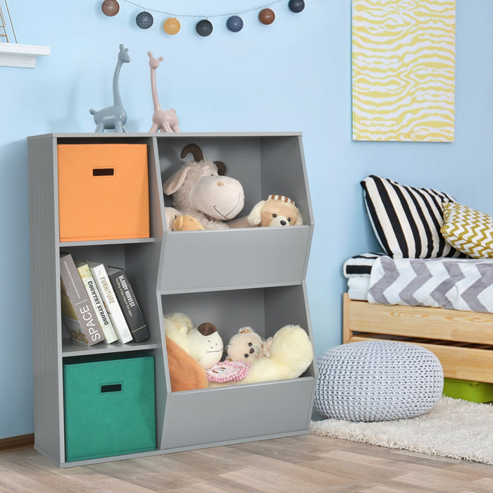 Kids Toy Storage Cabinet Shelf Organizer -Gray