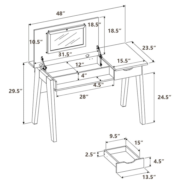 Dressing Table with Flip Mirror and Storage Drawer