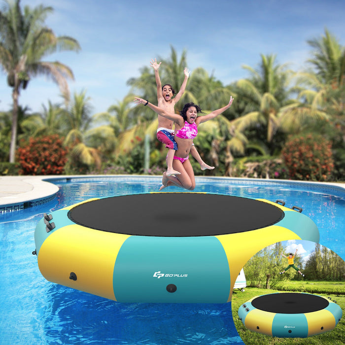 12 Feet Inflatable Splash Padded Water Bouncer Trampoline-Yellow