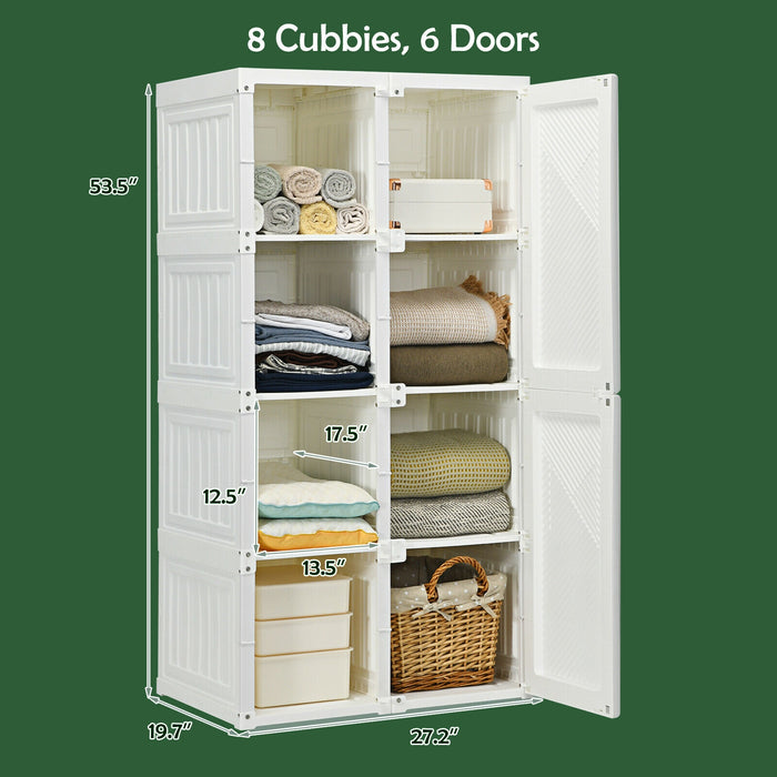 Foldable Armoire Wardrobe Closet with 8 Cubby Storage