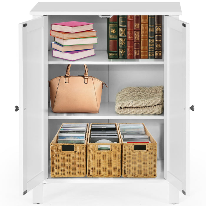 2-Door Bathroom Floor Storage Cabinet with Adjustable Shelf