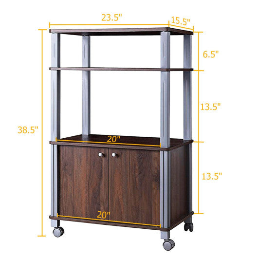 Microwave Rack Stand Rolling Storage Cart-Walnut