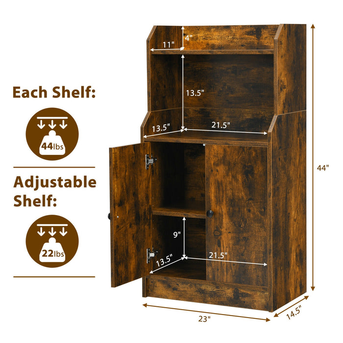 Storage Cabinet Bookcase with Doors and Display Shelf-Rustic Brown