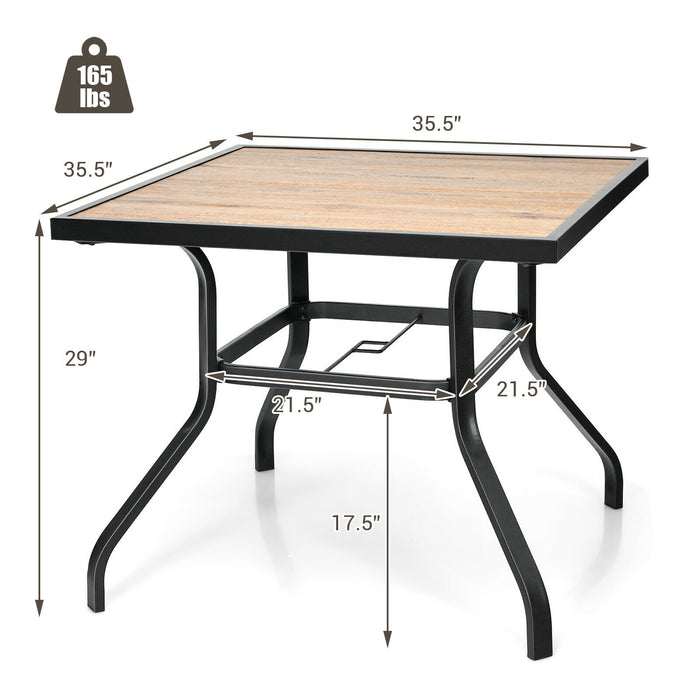 Patio Metal Square Dining Table for Garden and Poolside