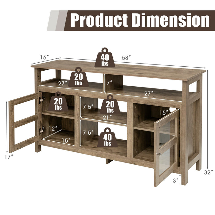 58 Inch TV Stand Entertainment Console Center with 2 Cabinets-Natural