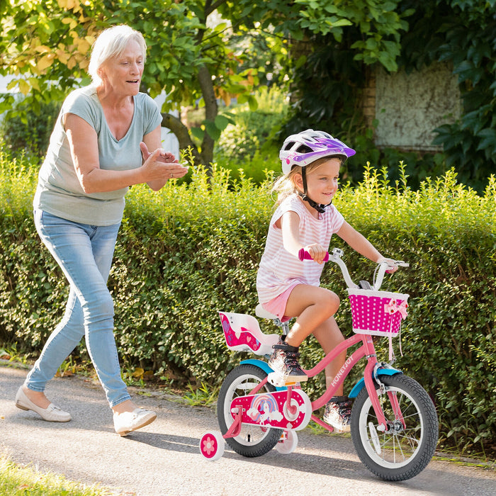 Kids Bicycle with Training Wheels and Basket for Boys and Girls Age 3-9 Years-14 inches