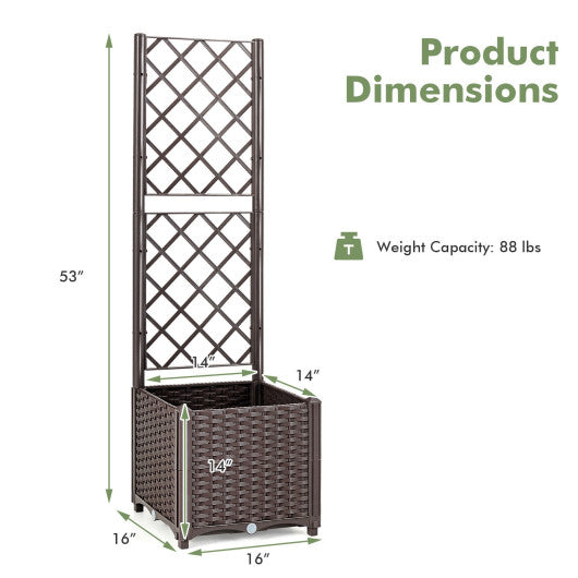 Raised Garden Bed with Trellis Planter Box for Climbing Plants -Brown