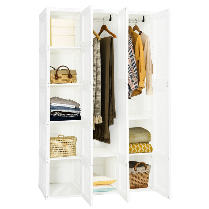 Foldable Armoire Wardrobe Closet with 10 Cubes