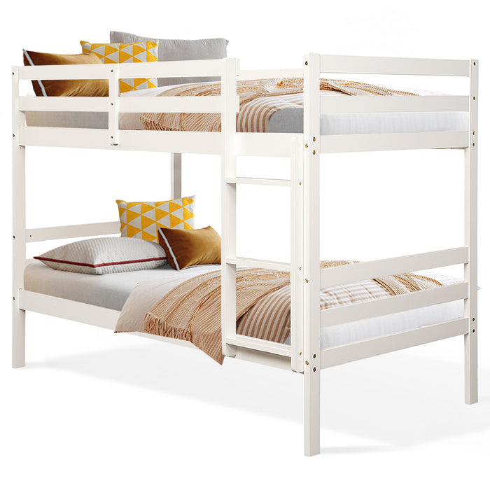 Twin Bunk Bed Children Wooden Bunk Beds Solid Hardwood-White