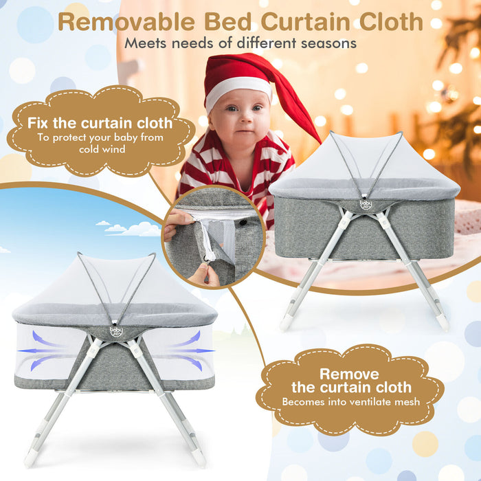 2-In-1 Baby Bassinet with Mattress and Net-Gray