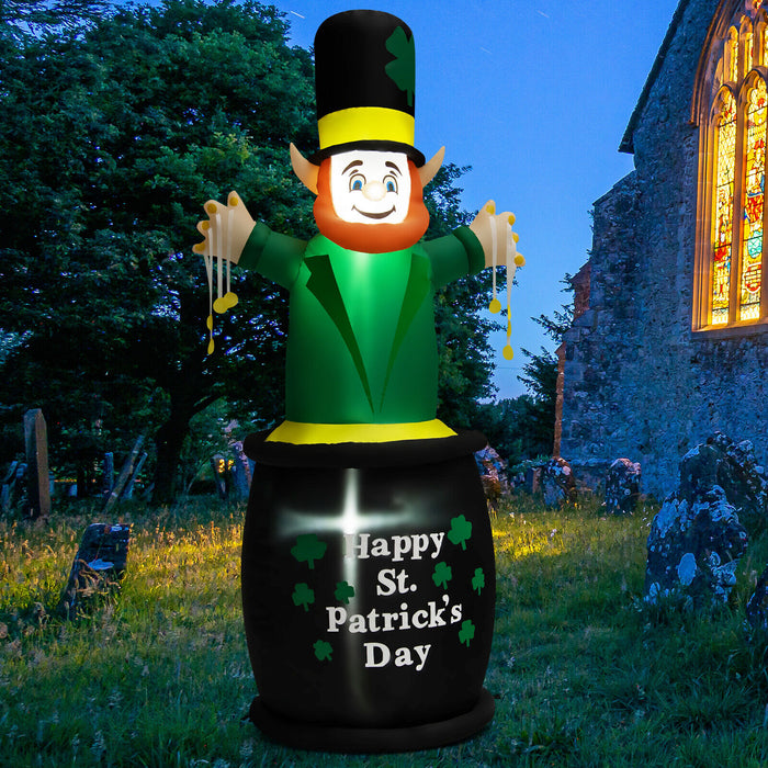 6 Feet St Patrick's Day Inflatables Leprechaun Irish Day Decoration with LED Lights