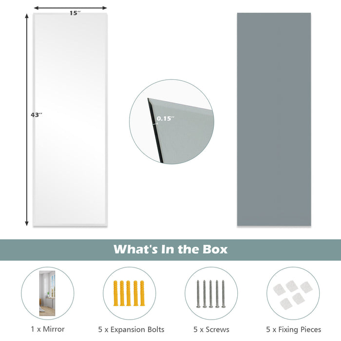 43 x 15 Inch Wall Mounted Frameless Full Length Mirror