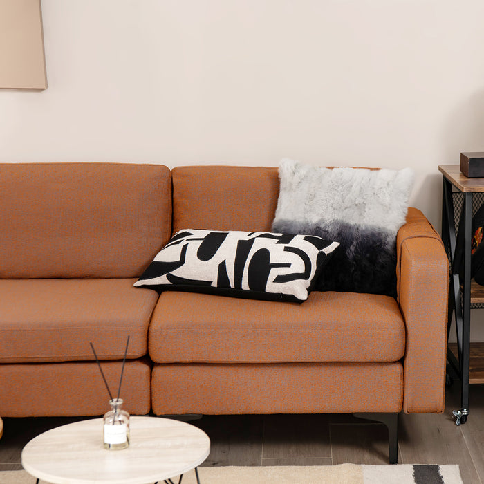 Modular L-shaped Sectional Sofa with Reversible Ottoman and 2 USB Ports-Orange