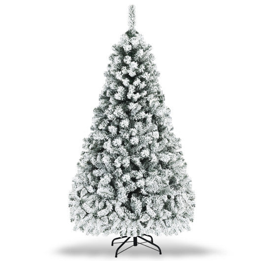 Pre-Lit Premium Snow Flocked Hinged Artificial Christmas Tree-7.5 ft