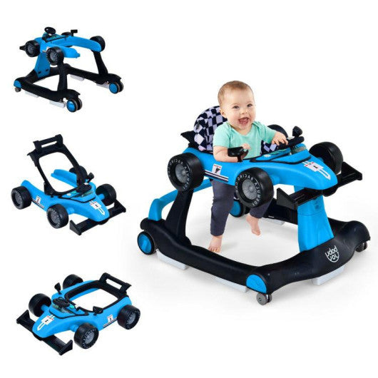 4-in-1 Foldable Activity Push Walker with Adjustable Height-Blue