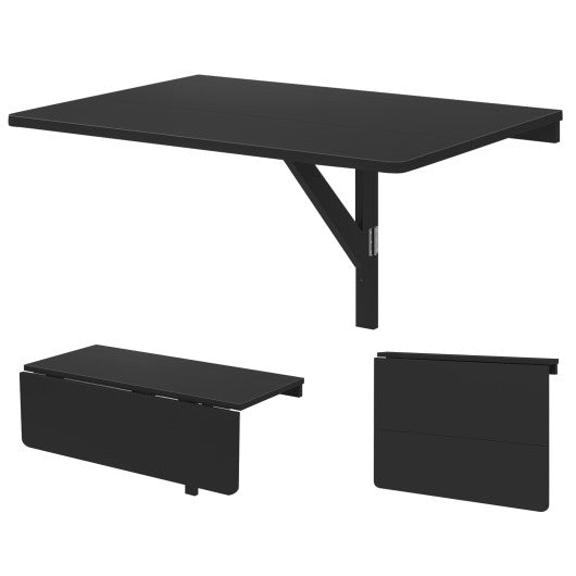 31.5 x 23.5 Inch Wall Mounted Folding Table for Small Spaces-Black