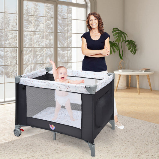 Portable Baby Playard Playpen Nursery Center with Mattress