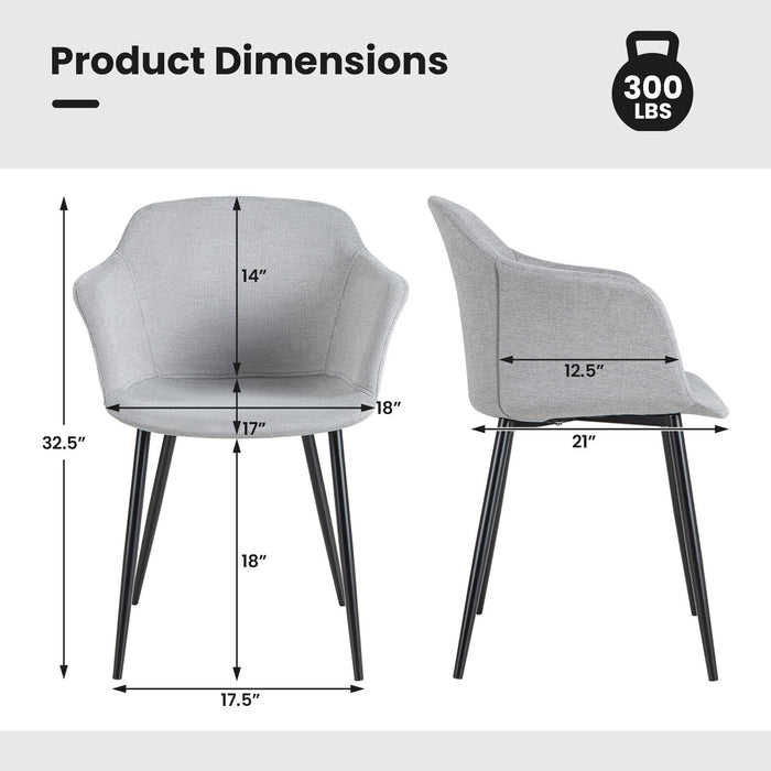 Set of 2 Upholstered Dining Chair with Ergonomic Backrest Design-Off White