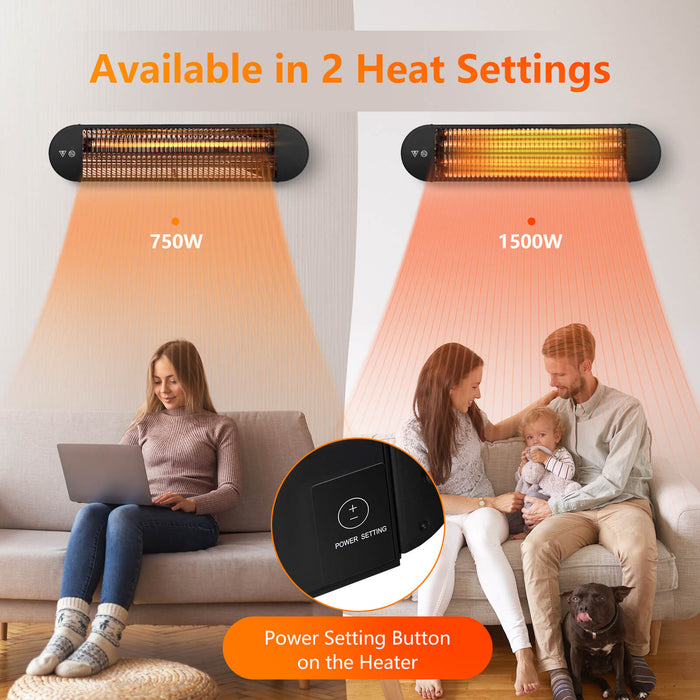 750W/1500W Wall Mounted Infrared Heater with Remote Control