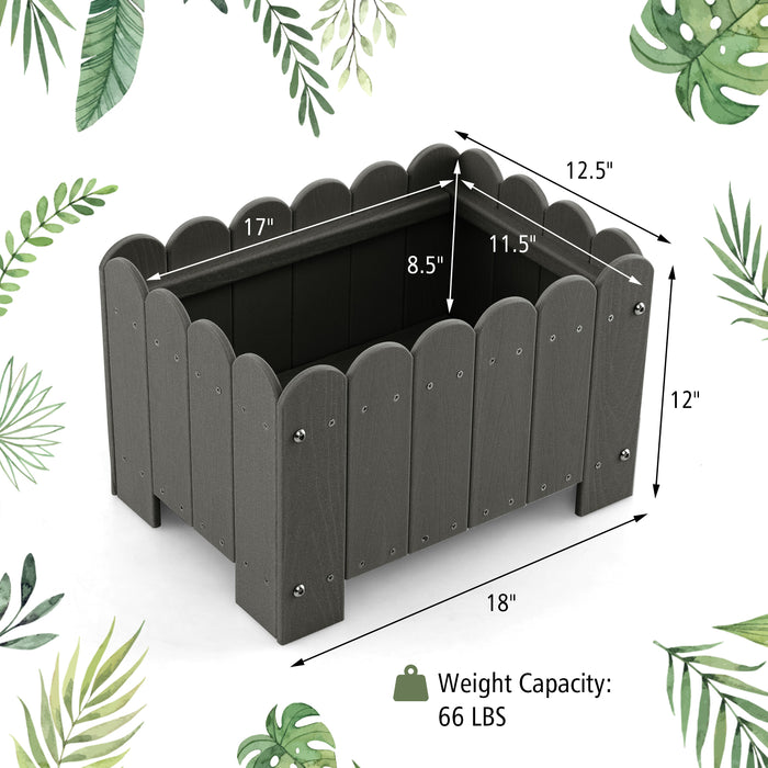 2 Pack Rectangular Planter Box with Drainage Gaps for Front Porch Garden Balcony-Gray