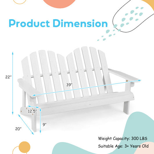 2 Person Adirondack Chair with High Backrest-White