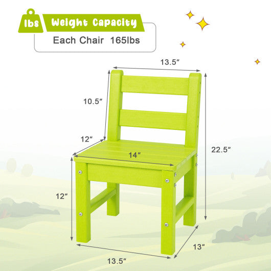 2 Pieces Kids Learning Chair set with Backrest-Green