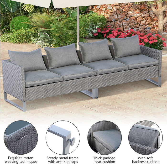 2 Pieces Patio Furniture Sofa Set with Cushions and Sofa Clips-Gray