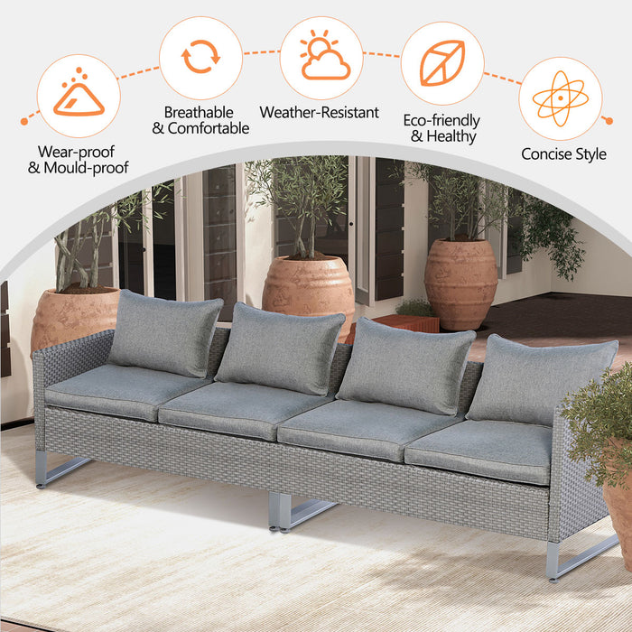 2 Pieces Patio Furniture Sofa Set with Cushions and Sofa Clips-Gray