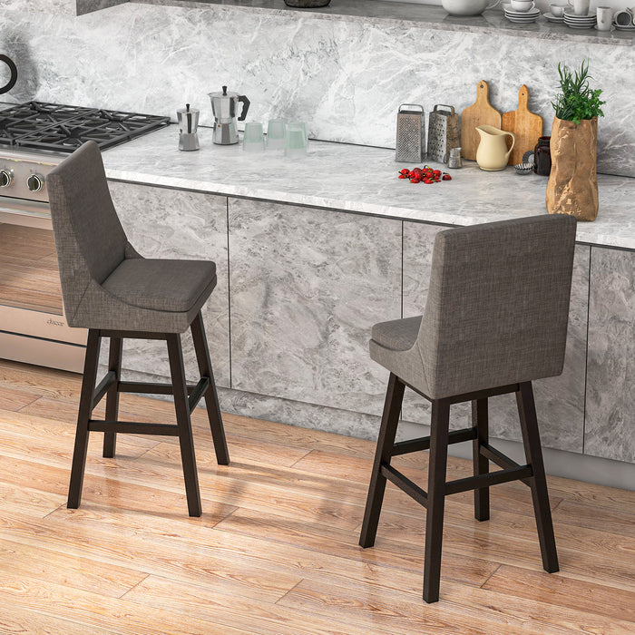 Set of 2 360Â° Swivel Bar Stool with Rubber Wood Legs Footrest