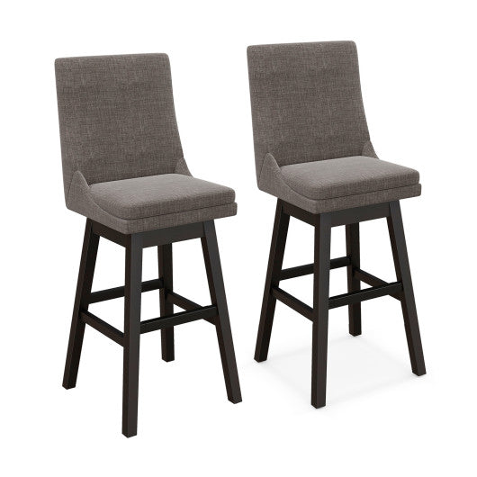 Set of 2 360Â° Swivel Bar Stool with Rubber Wood Legs Footrest