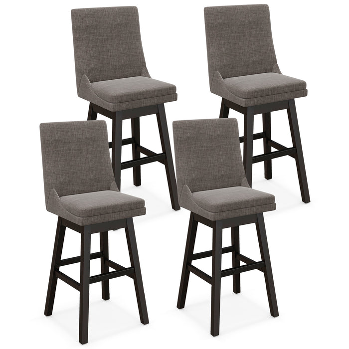 Set of 2 360Â° Swivel Bar Stool with Rubber Wood Legs Footrest