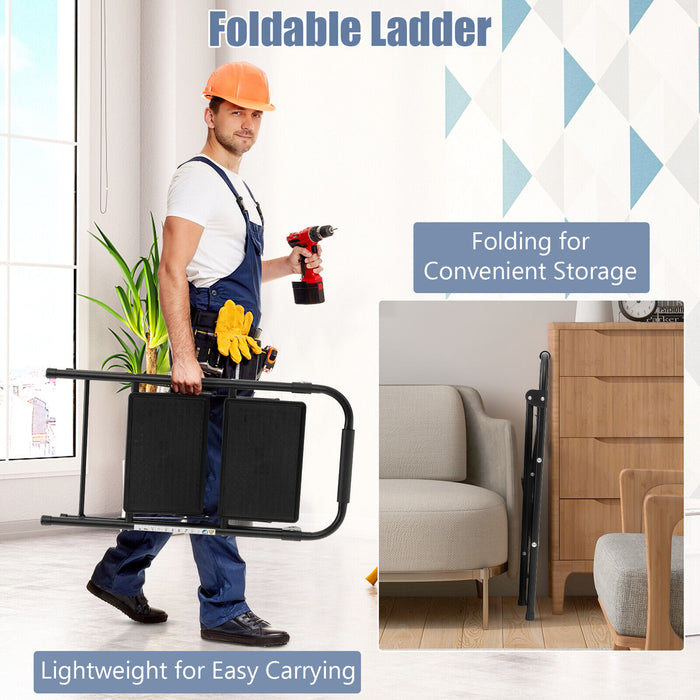 2-Step/3-Step Ladder with Wide Anti-Slip Pedal-2-Step