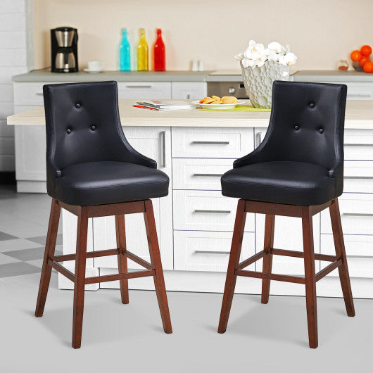 2 Pieces 29 Inch Pub Height Swivel Upholstered Bar Stools with Wood Legs-29 inches