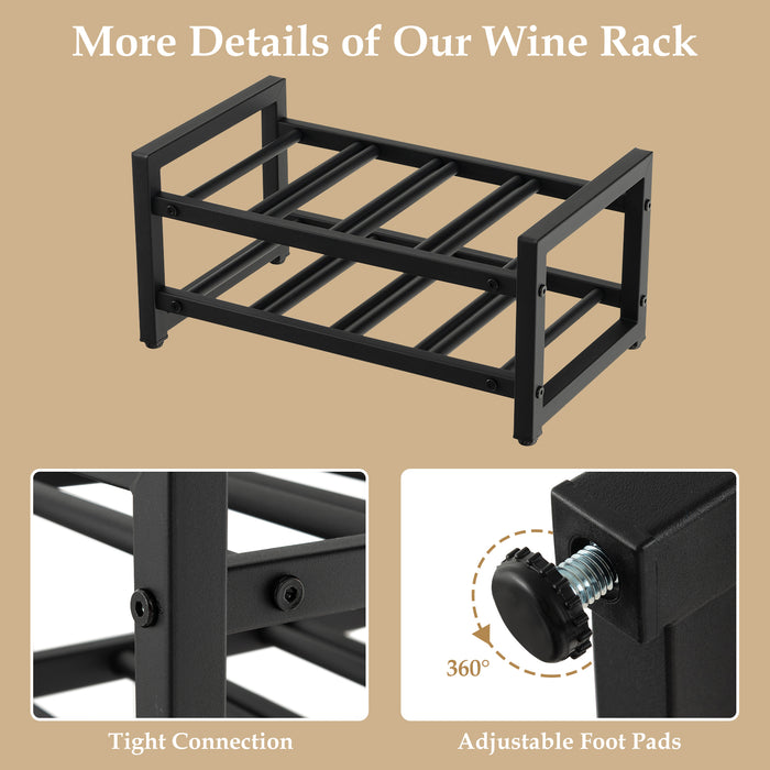 2-Tier 8-Bottle Display Wine Rackwith Adjustable Foot Pads