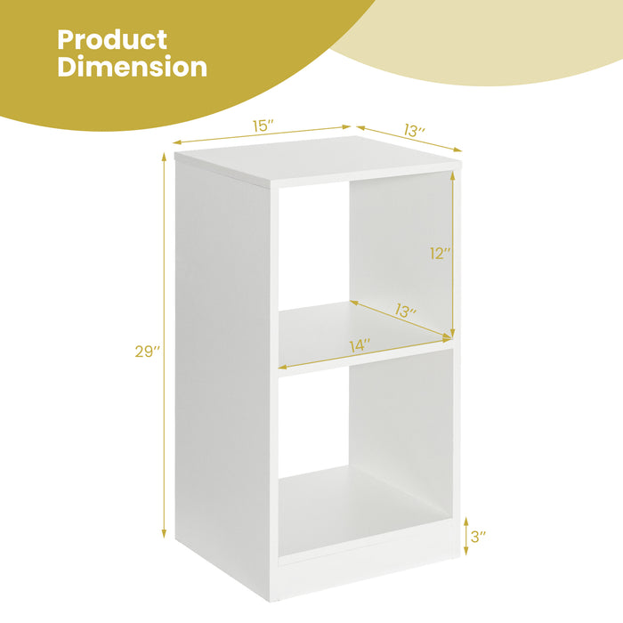 2 Pieces 2-tier Bookcase Set with Anti-toppling Device