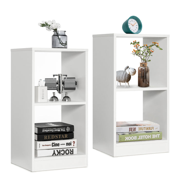 2 Pieces 2-tier Bookcase Set with Anti-toppling Device