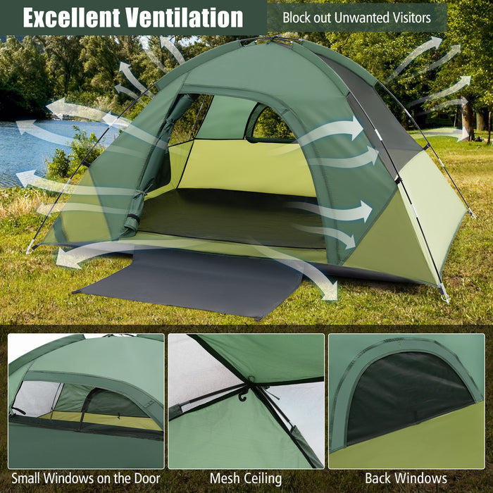 2-person Camping Tent w/ Removable Rain Fly and Double-layer Door-Green