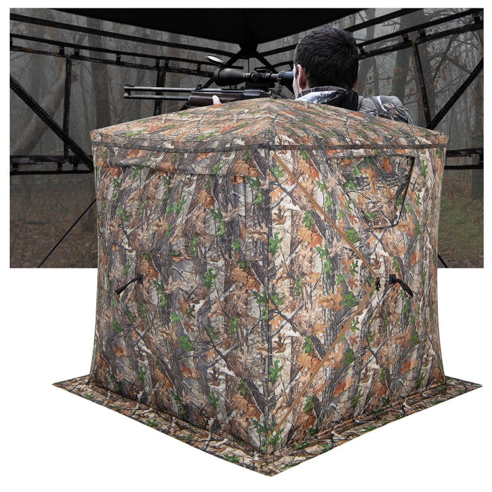 2-3 Person Hunting Blind Portable Pop Up Ground Tent with Carry Bag and Storage Pocket