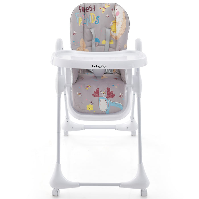 3-In-1 Convertible Highchair with Adjustable Height and 5-Point Safety Belt and Lockable Wheels-Gray