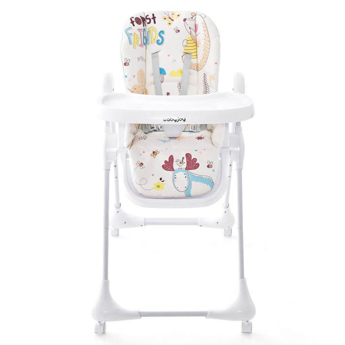 3-In-1 Convertible Highchair with Adjustable Height and 5-Point Safety Belt and Lockable Wheels-Beige