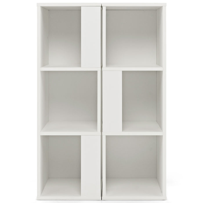 3-Tier 6 Cube Freestanding Bookcase with Anti-toppling Device-White