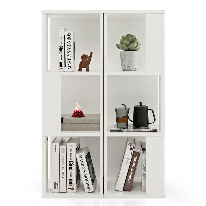 3-Tier 6 Cube Freestanding Bookcase with Anti-toppling Device-White