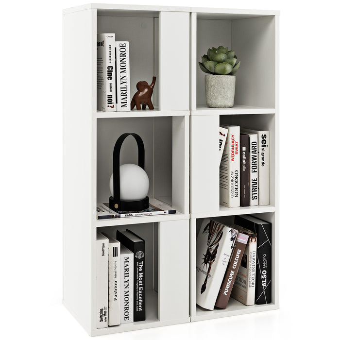 3-Tier 6 Cube Freestanding Bookcase with Anti-toppling Device-White