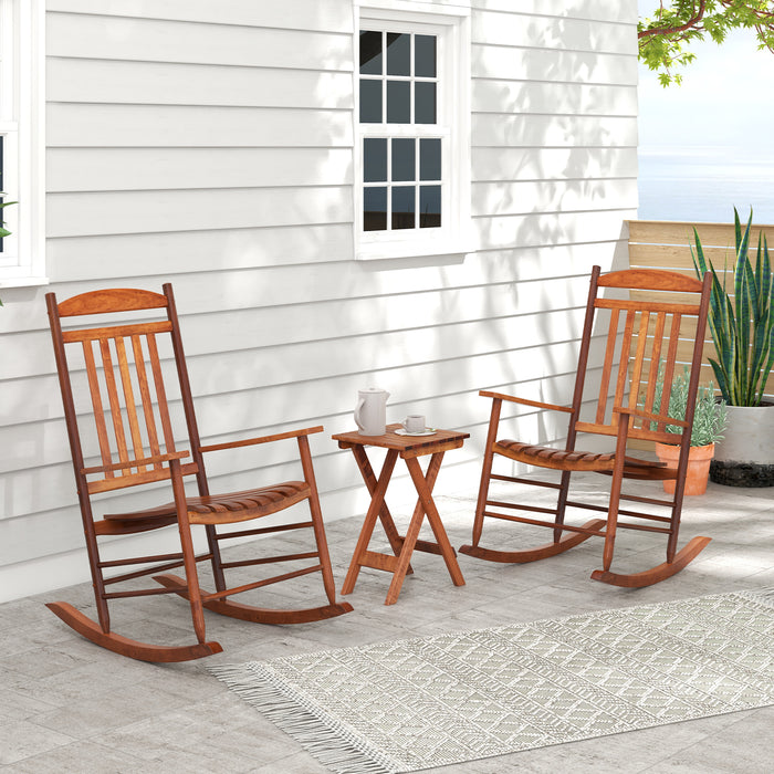 3-piece Outdoor Poplar Wood Rocking Bistro Set-Natural