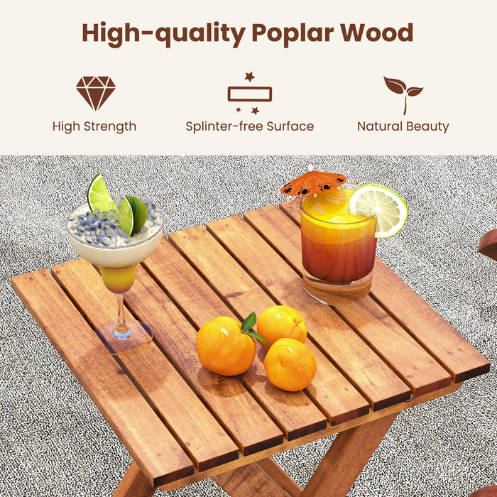 3-piece Outdoor Poplar Wood Rocking Bistro Set-Natural